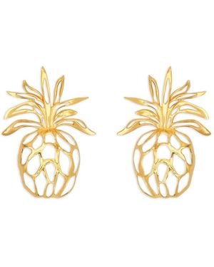 Oscar de la Renta Openwork Pineapple Clip-On Earrings - Metallic