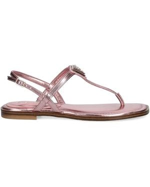 Guess Rainey Metallic-Effect Leather Flat Sandals - Pink
