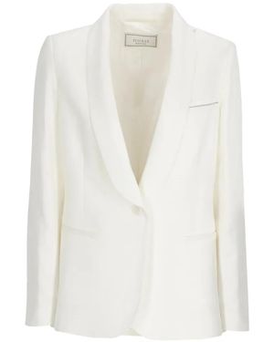 Peserico Shawl-Lapel Bead-Embellished Jacket - White