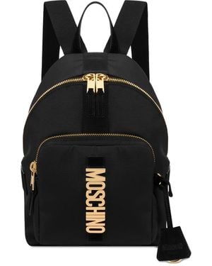 Moschino Mochila con placa del logo - Negro