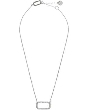 AllSaints Rectangle-Frame Crystal Necklace - White