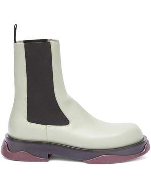 Jil Sander Round-Toe Leather Ankle Boots - White