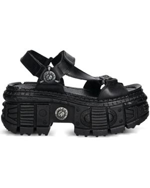 New Rock M-Bios130-C7 Platform Buckle Sandals - Black