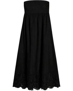 Max Mara Strapless Lace-Detail Maxi Dress - Black