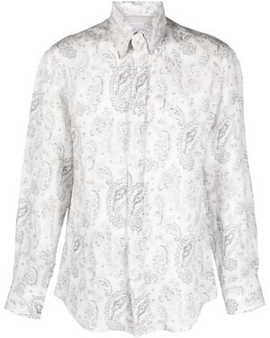 Brunello Cucinelli Paisley-print Linen Shirt - White