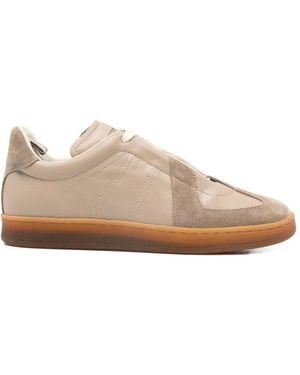 Officine Creative Militia Suede Panelled Low-Top Trainers - Natural