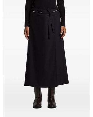Peserico Wrap-Style Belted Midi Skirt - Black
