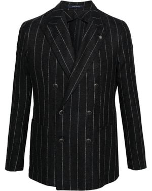 Tagliatore Pinstriped Double-Breasted Blazer - Black