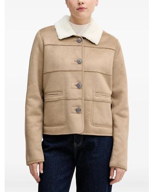 Benetton Collared Buttoned Jacket - Natural