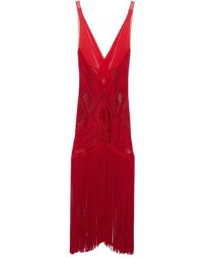 The Attico Embroidered Tulle Midi Dress