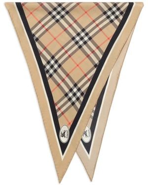 Burberry Check Knight-Stamp Silk Scarf - Multicolour