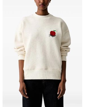 MSGM Apple-Embroidered Sweatshirt - White