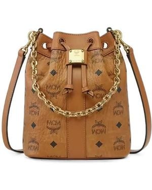 MCM Mini Dessau Monogram-Print Shoulder Bag - Brown