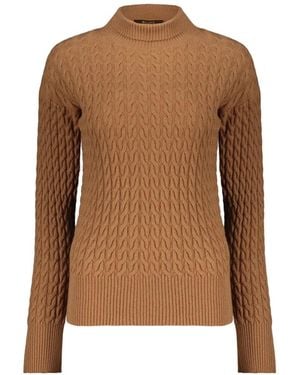Moorer Cable-Knit Roll-Neck Sweater - Brown