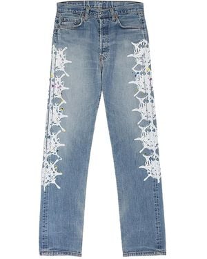 Sp5der Web-Print Jeans - Blue