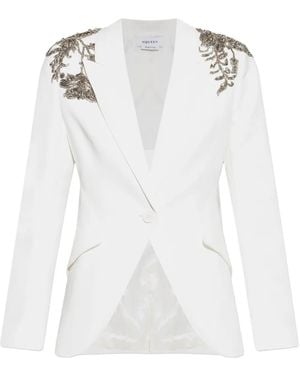 McQueen Embellished Shoulder Blazer - White