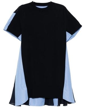 Sacai Poplin X Cotton Kinitted Dress - Black