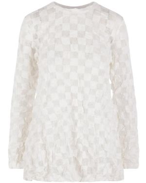 Comme des Garçons Check-Pattern Textured Top - White