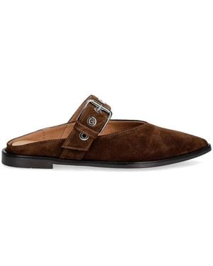 Marc O' Polo Buckle-Strap Pointed-Toe Slippers - Brown