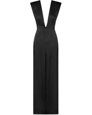 Maison Close V-Neck Satin-Weave Maxi Dress - Black