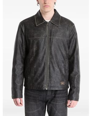 Guess Faded-Effect Logo-Patch Jacket - Grey