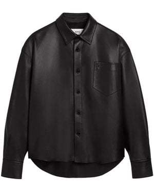 Ami Paris Ami De Coeur Leather Shirt - Black