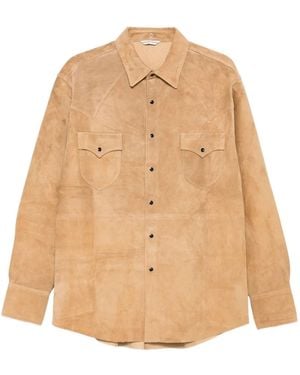 Carter Young Western-Style Suede Shirt - Natural