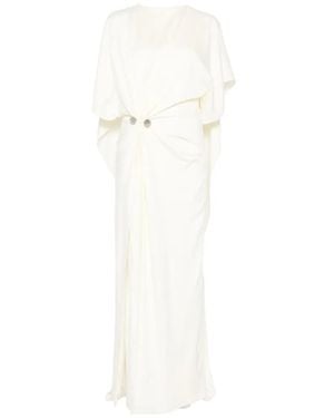 Brandon Maxwell Vestido Drapeado Con Detalle De Puños - Blanco