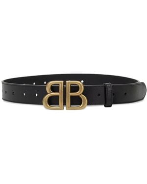 Balenciaga Bb Plaque Leather Belt - White