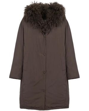 Yves Salomon Hooded Coat - Brown