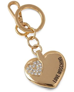 Love Moschino Crystal-Embellished Heart-Pendant Keyring - Metallic
