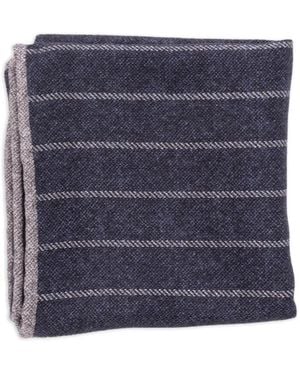Brunello Cucinelli Pinstriped Silk Pocket Square - Blue