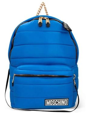 Love Moschino Quilted Hooded Backpack - Blue
