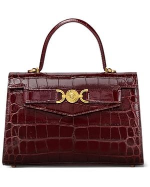 Versace Crocodile-Embossed Leather Tote Bag - Purple