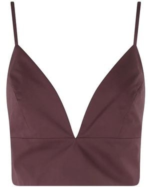 FEDERICA TOSI V-Neck Cropped Top - Purple