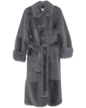 Stand Studio Belted Faux-Fur Coat - Grey
