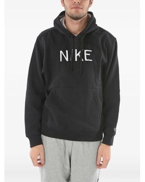 Nike Embroidered Logo-Patch Hoodie - Black