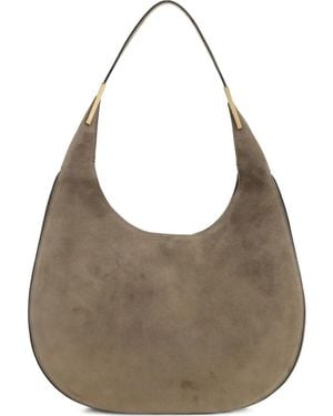 SAVETTE Suede Crescent Shoulder Bag - Grey