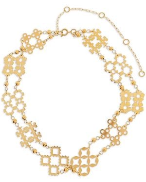 Tory Burch Cut-Out Pendant Choker Necklace - Metallic