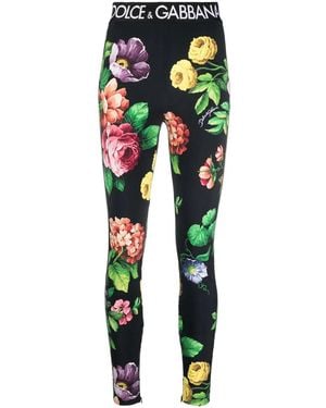 Dolce & Gabbana Floral-Print Leggings - Green