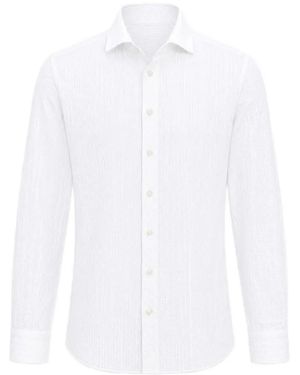 BASTONCINO Seersucker-Texture Long-Sleeve Shirt - White