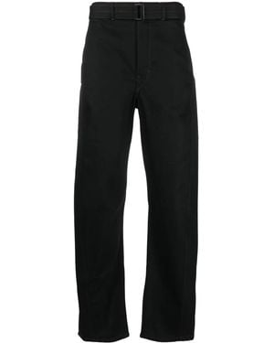 Lemaire Belted Straight-Leg Trousers - Black
