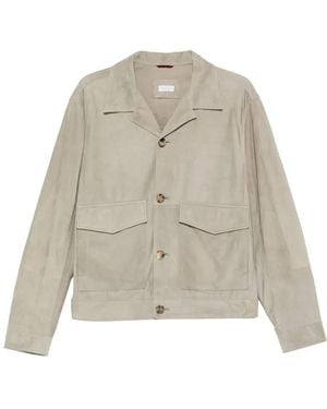 Brunello Cucinelli Veste En Cuir À Poches Multiples - White