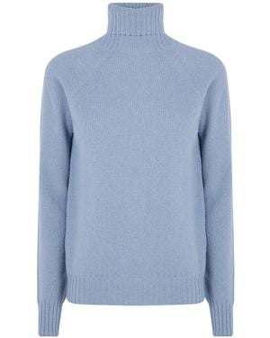 Drumohr Roll-Neck Raglan-Sleeve Sweater - Blue