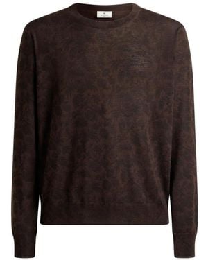 Etro Pullover Aus Wolle Und Seide Mit Paisley-Blumenmotiv - Braun