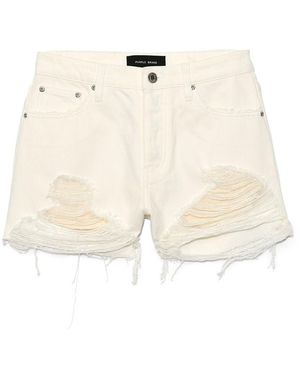 Purple Brand Distressed Denim Shorts - Natural