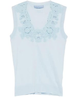 Ermanno Scervino Top Sin Mangas Con Ribete De Encaje - Azul