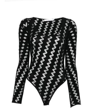 IRO Zig Zag Long Sleeve Bodysuit - Black