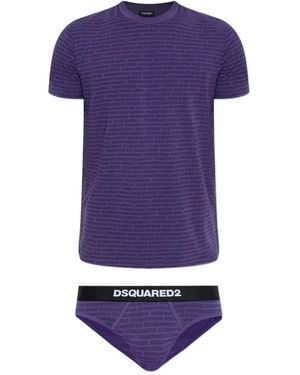 DSquared² Logo-Print Pajama Set - Lila