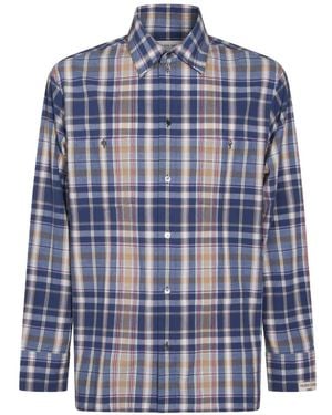 Golden Goose Journey 'S Over Shirt Persis With Patch Pockets Check Cotton - Blue